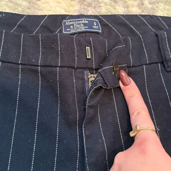 Abercrombie & Fitch Navy Pinstripe Trousers - Picture 5 of 8